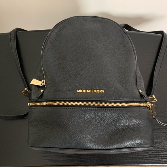 Michael Kors Black Leather Backpack Purse - Picture 8 of 10